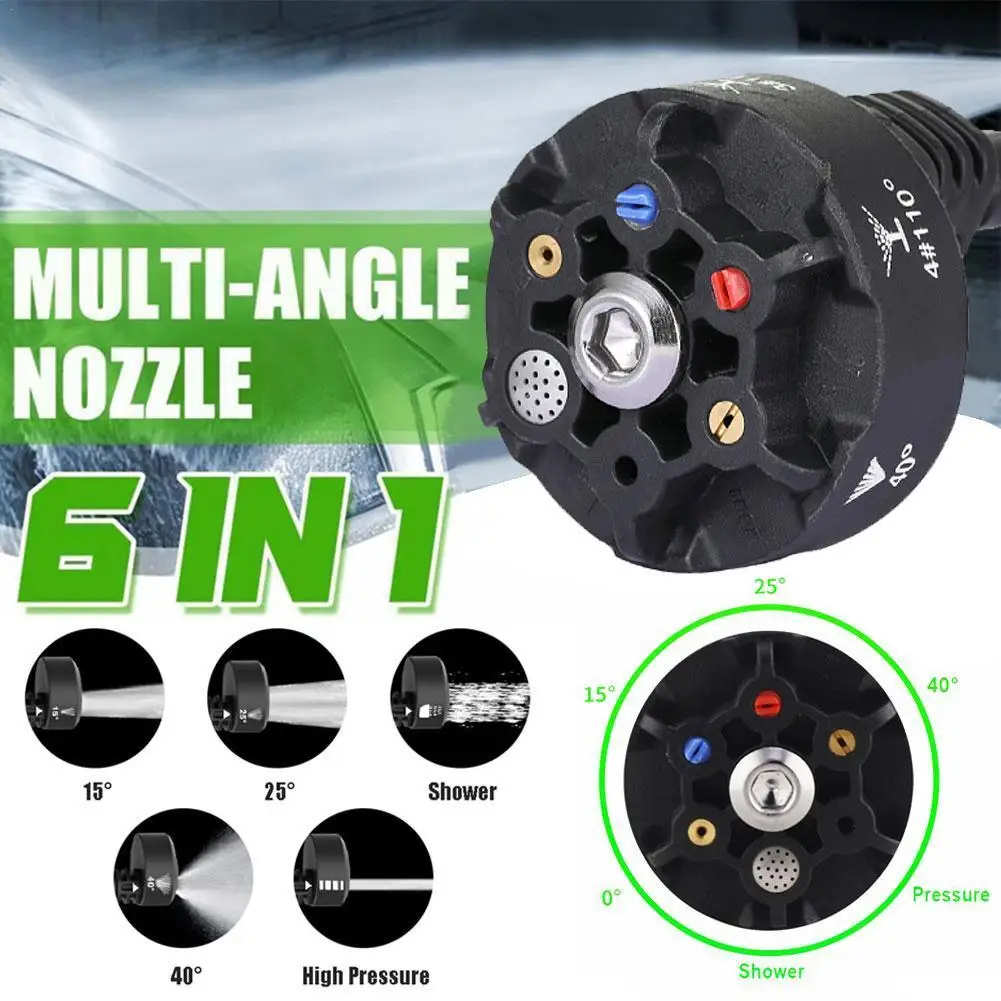 

JUNGLEFLASH 6 в 1 регулируемая насадка для 1/4 дюймового беспроводного моющего аппарата высокого давления 3000PSI распылительный водяной пистолет запчасти насадка шланга