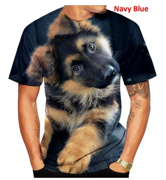 

2022 Men/women Summer New Fashion Unisex Funny 3D Printed Dog T-shirt Cute German Shepherd 3D Printed T-shirt