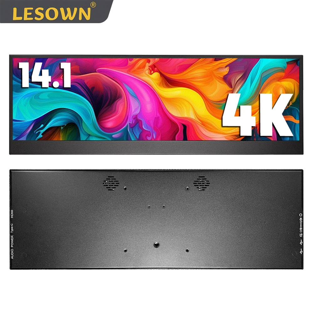 LESOWN 4K Длинный широкий монитор 14,1 дюйма 3840x1100 IPS ЖК-дисплей с ...