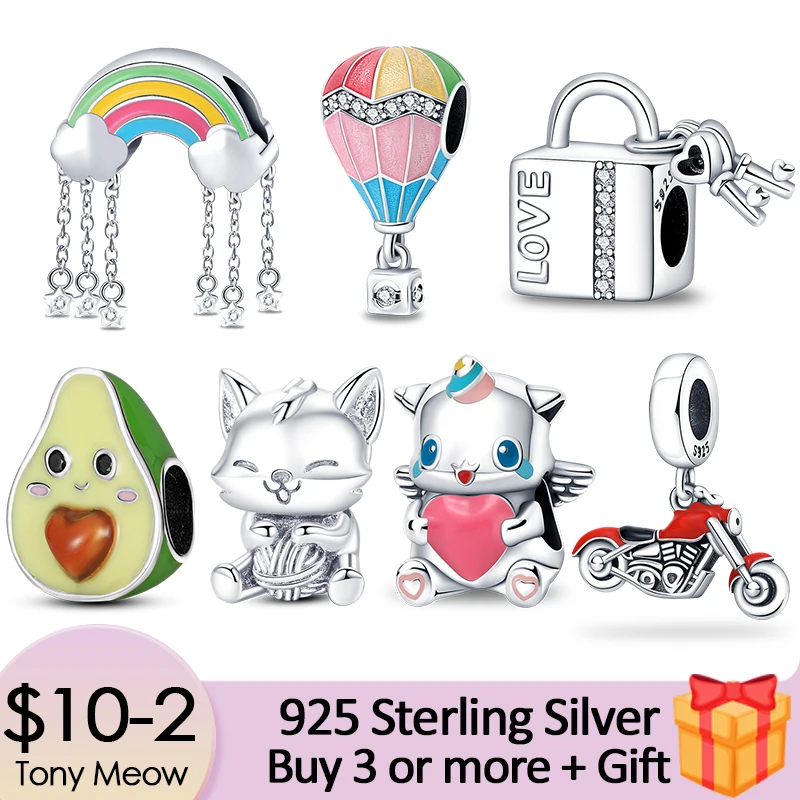 

Украшения Tony Meow 2022, модные радужные шарики-авокадо, подходят для оригинального браслета Pandora, серебро 925 пробы