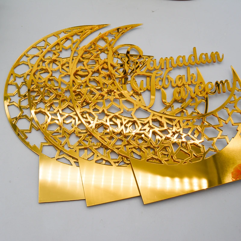 Eid Mubarak золотые акриловые украшения в виде луны и звезд Рамадан 2022 для Рамадана