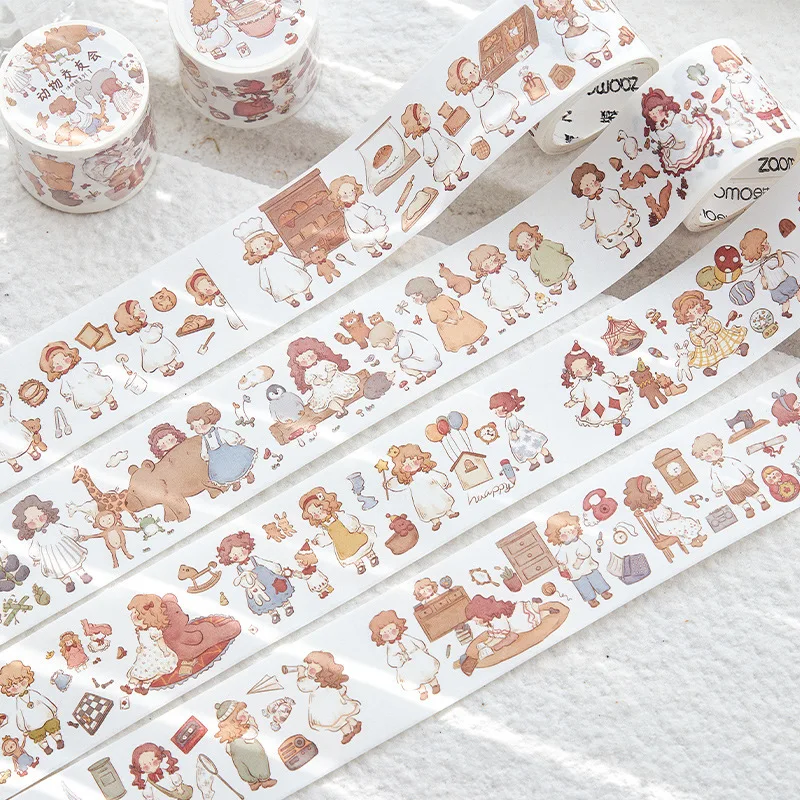 

1 roll Ins Masking Tape Scrapbooking Fall Washi Tape Cute Girl Pet Masking Tape Hand Account Diary DIY Decor Sticker Washie Tape