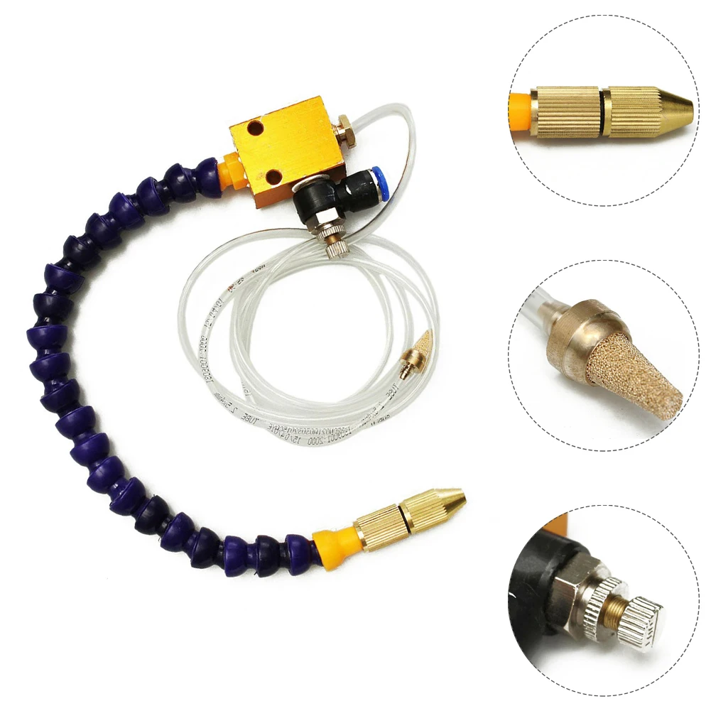 

Durable Mist Coolant Injection System Tool 125cm Air Hose 375mm Length 8mm Air Duct Interface Blowing Metal Chips Cooling