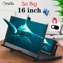 16 Inch 3D Mobile Phone Screen Magnifier HD Video Amplifier Stand Bracket with Movie Game Magnifying Folding Phone Desk Holder
