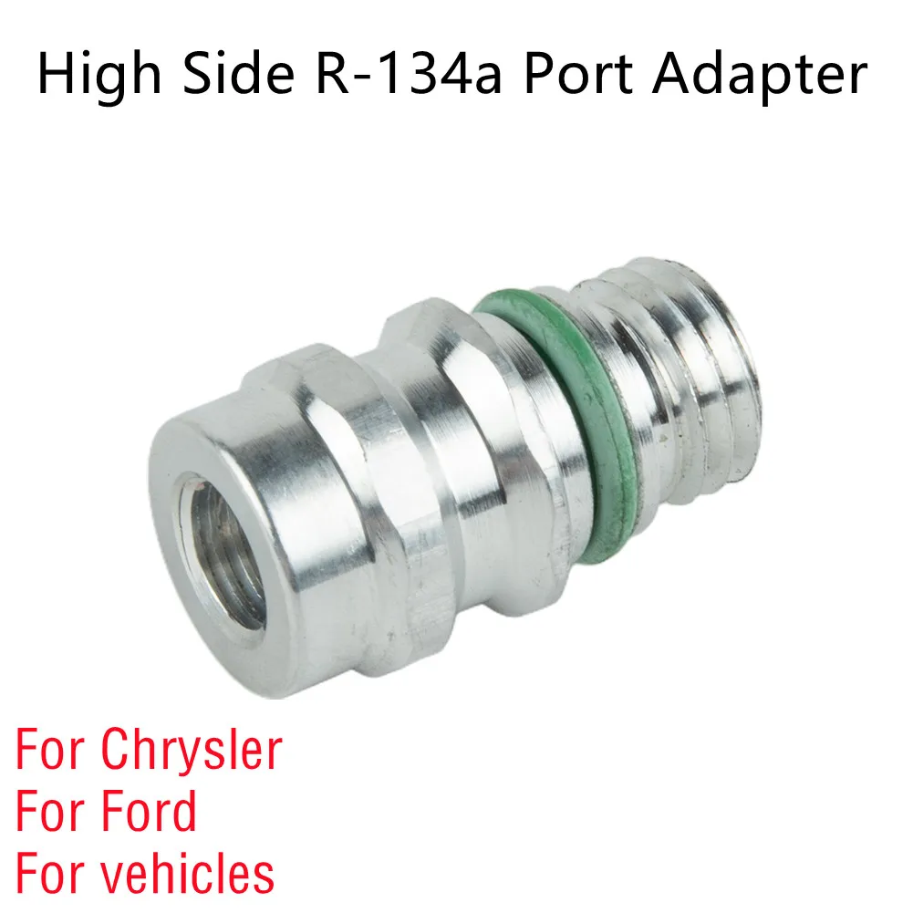 

A/C Service Valve High Side R-134a Port Adapter With Replaceable Valve Cores M12 X 1.5 Thread Port Adapter OE Type Connector