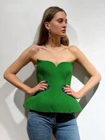 y2k sexy strapless green corset crop top women 2022summer elegant sleeveless backless cami party club black tube tops streetwear