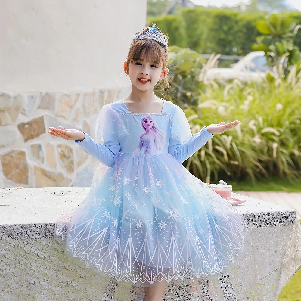 Осенние детские платья для девочек праздничное платье принцессы Снежной