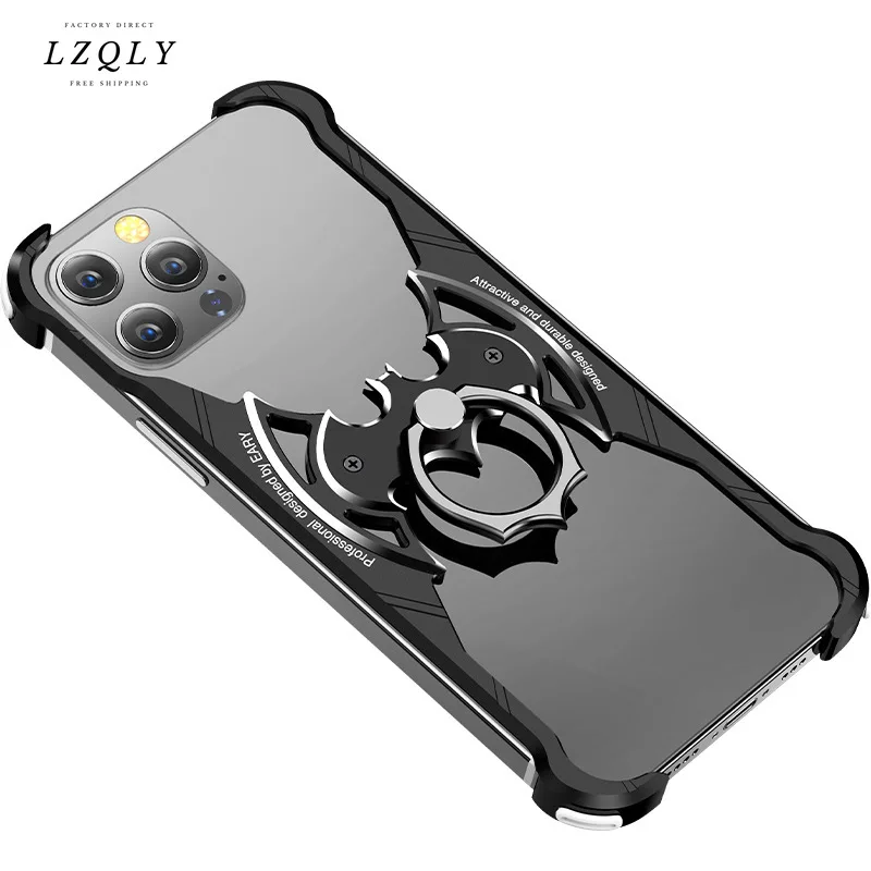 

Bumper Bat Design with Airbag Metal Case for Iphone 12/12 Pro/12 Pro Max/12 Mini Shell with Ring Holder Back Cover Case