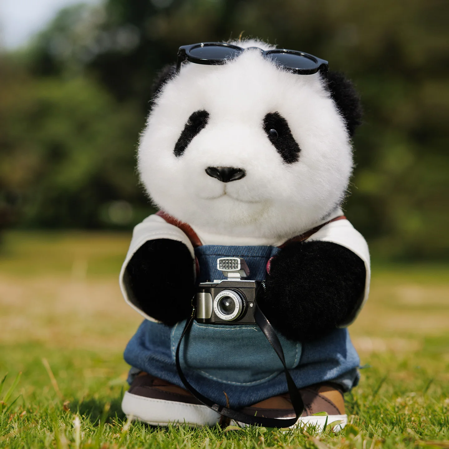 Фото Kawaii Panda Huahua Menglan, милая имитация плюшевой куклы, детские модные игрушки, уютное украшение для спальни, милые рождественские подарки для девочек №5