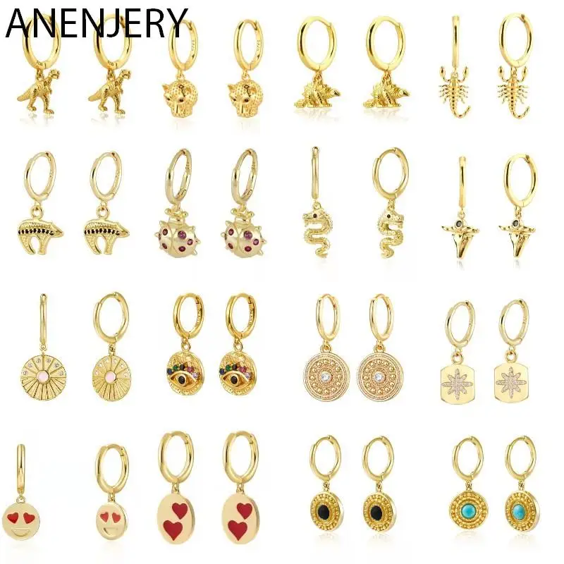 

Zircon Animal Series Love Heart Geometric Pendant Hoop Earrings For Women Niche Design Huggie Wholesale