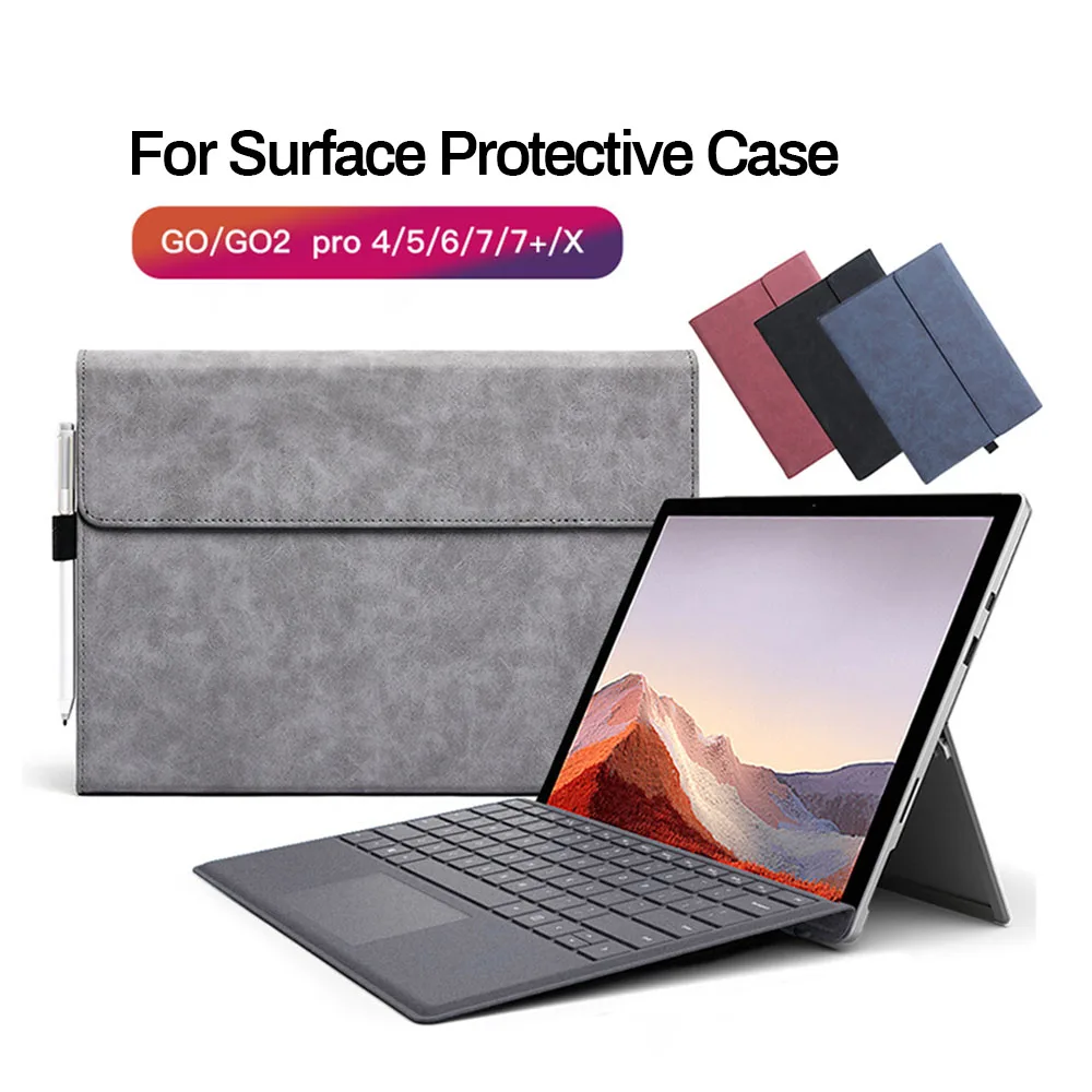 

Flip Cover PU Leather Case For Microsoft Surface Pro 9 X 8 7 7Plus 6 5 4 Tablet Sleeve For Surface Go 1 2 3 Go2 Pouch Stand Case