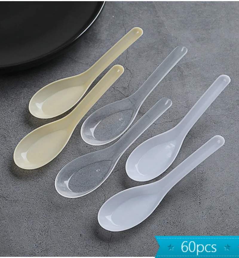 

60pcs Home Kitchen Clear mini Plastic Disposable Soup Spoons Kitchen Tool For Jelly Ice Cream Dessert Appetizer