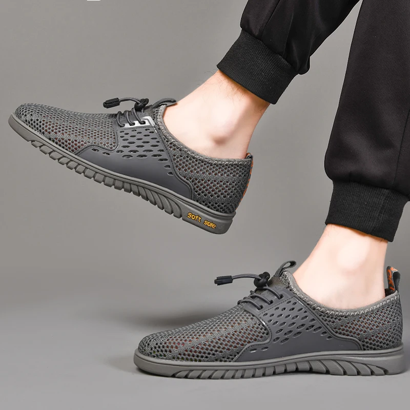 Сандалии мужские кожаные сетчатые роскошные дизайнерские для улицы