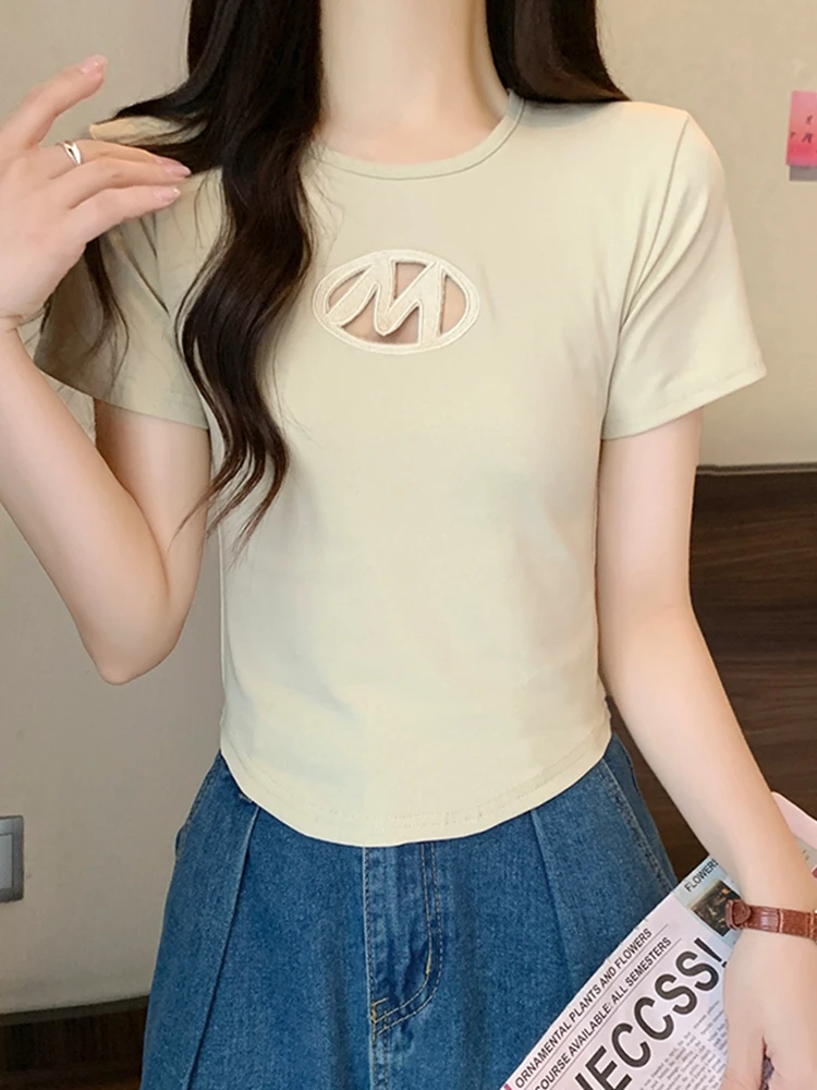 

Лето 2023, топ с коротким рукавом и вырезом