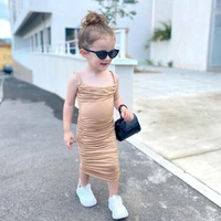 vestido2022 summer new fashion casual camisole pleated dress a line skirt party dresses girls clothes