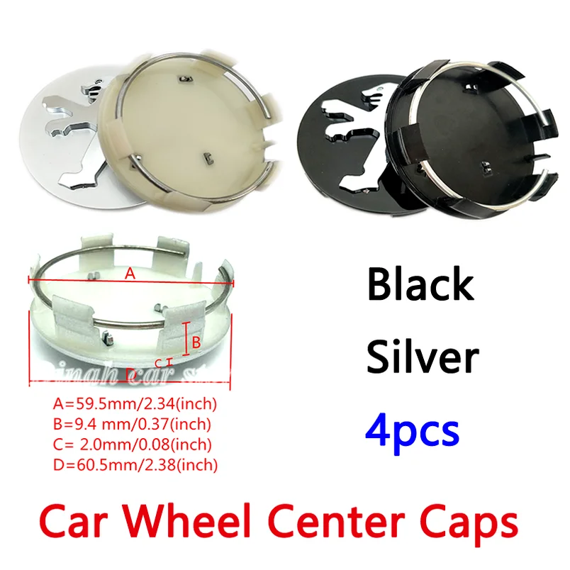 

4pcs 60mm Car Wheel Hub Center Caps Rims Dust-Proof Cover Badge Emblem Logo Auto Exterior Replacement Part Accessories