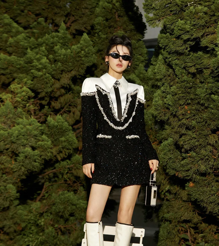 Женская одежда облегающее ТРАПЕЦИЕВИДНОЕ ПЛАТЬЕ с блестками и тяжелыми бусинами