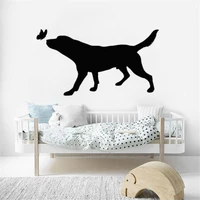 animals wall decals stickers dog play butterfly pets store house care silhouette vinyl window glass decals family murals dw13736