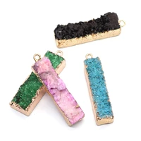 rectangle crystal pendants natural stone gem charms diy accessory for making necklaces earrings jewelry geometric pendant charms