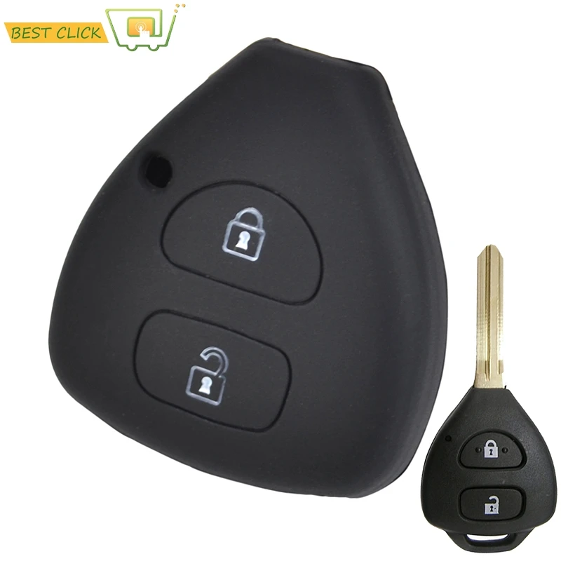

2-кнопочный силиконовый чехол для ключей для Toyota Auris HiLux Corolla Fortuner Prado Verso Camry Yaris Vitz Vios Ractis Belta IQ IST