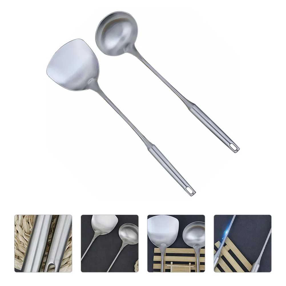 

Wok Spatula Ladle Set Stainless Soup Utensils Tool Kitchen Steel Chinese Utensil Cooking Handle Skimmer Pan Fry Spatulas Spoons
