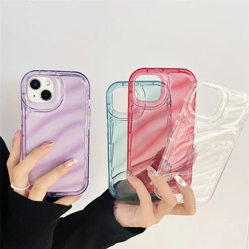 

Ottwn Luxury Wave Pattern Transparent Phone Cases For iPhone 14 11 12 13 Pro 14 7 8 Plus X XS Max XR Shockproof Soft Back Covers