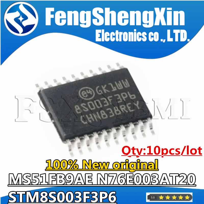 

10pcs 100% New STM8S003F3P6 STM8S003F3P6TR TSSOP-20 8S003F3P6 STM8S003 N76E003AT20 MS51FB9AE Microcontroller chip