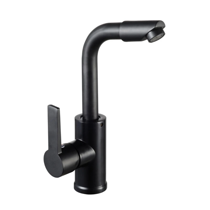 

Hot/Cold Water Single Hole Kitchen Sink Faucet Tap Copper Alloy Rotatable Washing Basin Black Fashion Design DropShip