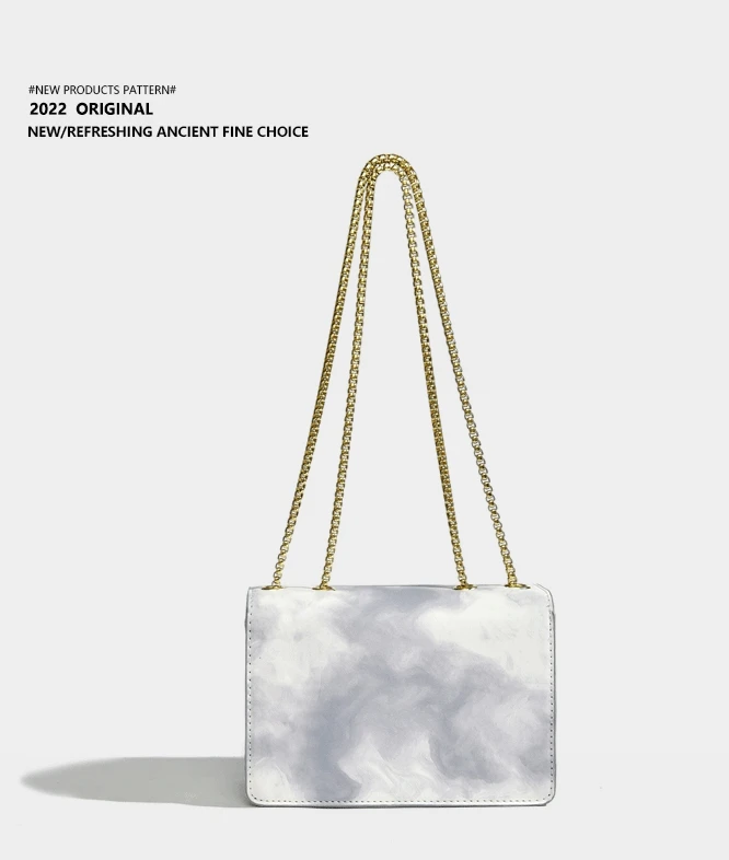 Elmsk Vintage Chain Gradient Casual Messenger Bag Women Fashion Leather Square Bag