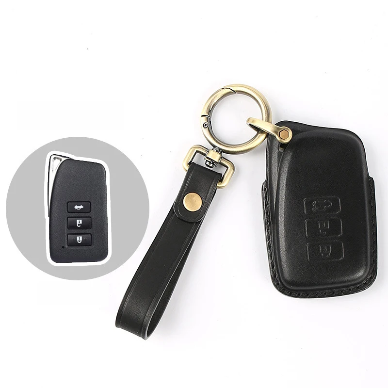 

High Quality Leather Car Key Cover Protective Shell Fashion Copper Color Keychain for Lexus IS ES CT200H NX LX 250 300 350 450H