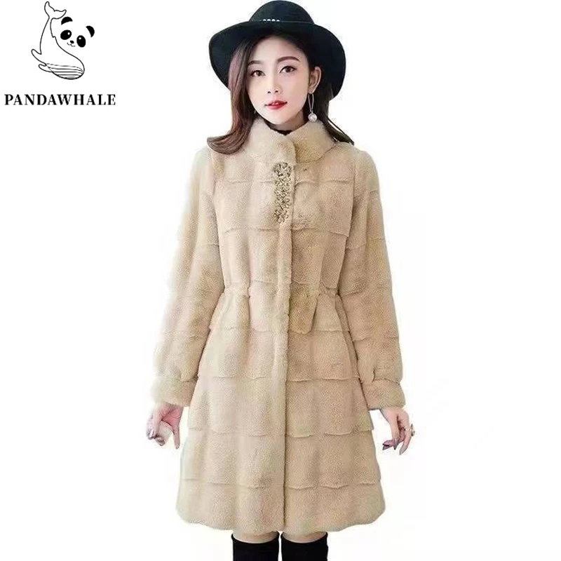 Autumn Winter Women's Faux Fur Coat Slim Fashion New Mid Length Imitation Mink Jacket Single Breasted Soft Comfortable Parkas