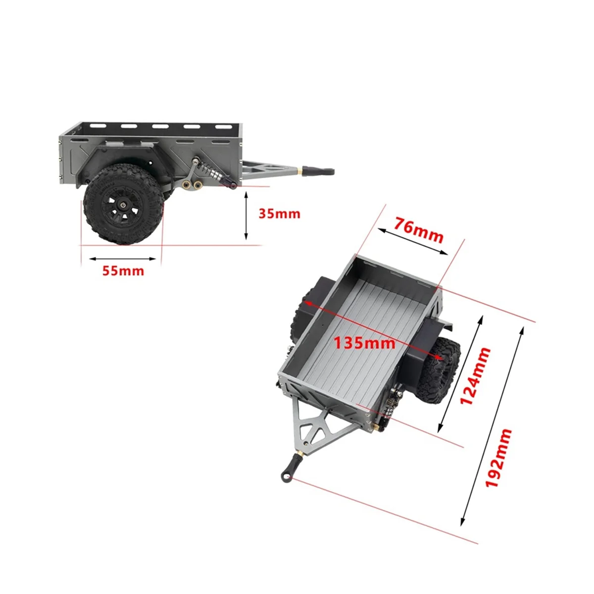 

Металлический прицеп, украшение для грузового автомобиля Traxxas TRX4M Axial SCX24 1/18 1/24 RC Crawler Car, запчасти для самостоятельной сборки, титан