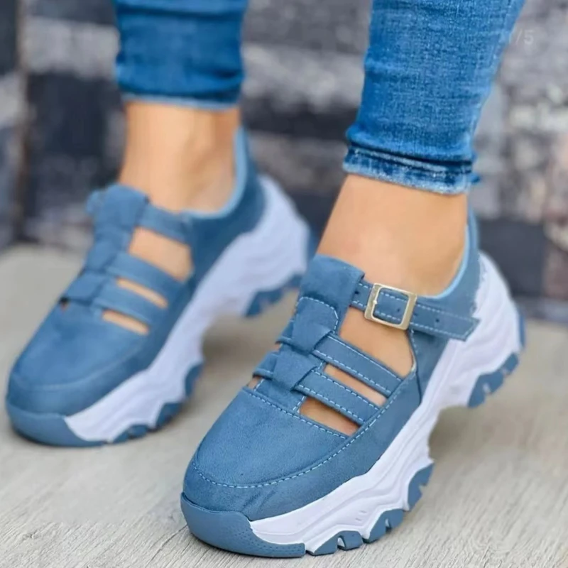 2023 New Thick-soled Women's Sports Shoes Fashion Casual Comfortable Slip-on Flat Shoes Women's Heightening Vulcanized Shoes