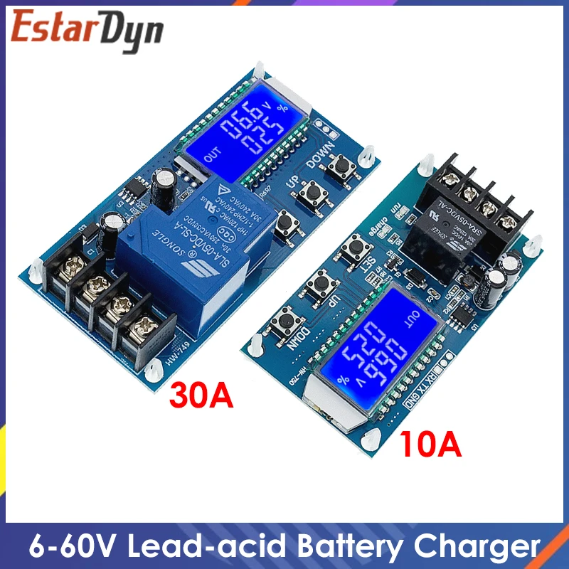 

6-60v 30A 10A Lead-acid Solar Battery Charge Controller Protection Board Charger Time Switch 12v 24v 36v 48v Battery Capacity