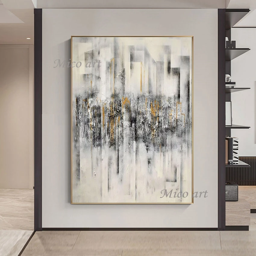 

Unframed New Abstract 100% Hand Painted Oil Painting Gray Textured House Wall Showpieces Abstract Canvas Paintings Picture Art