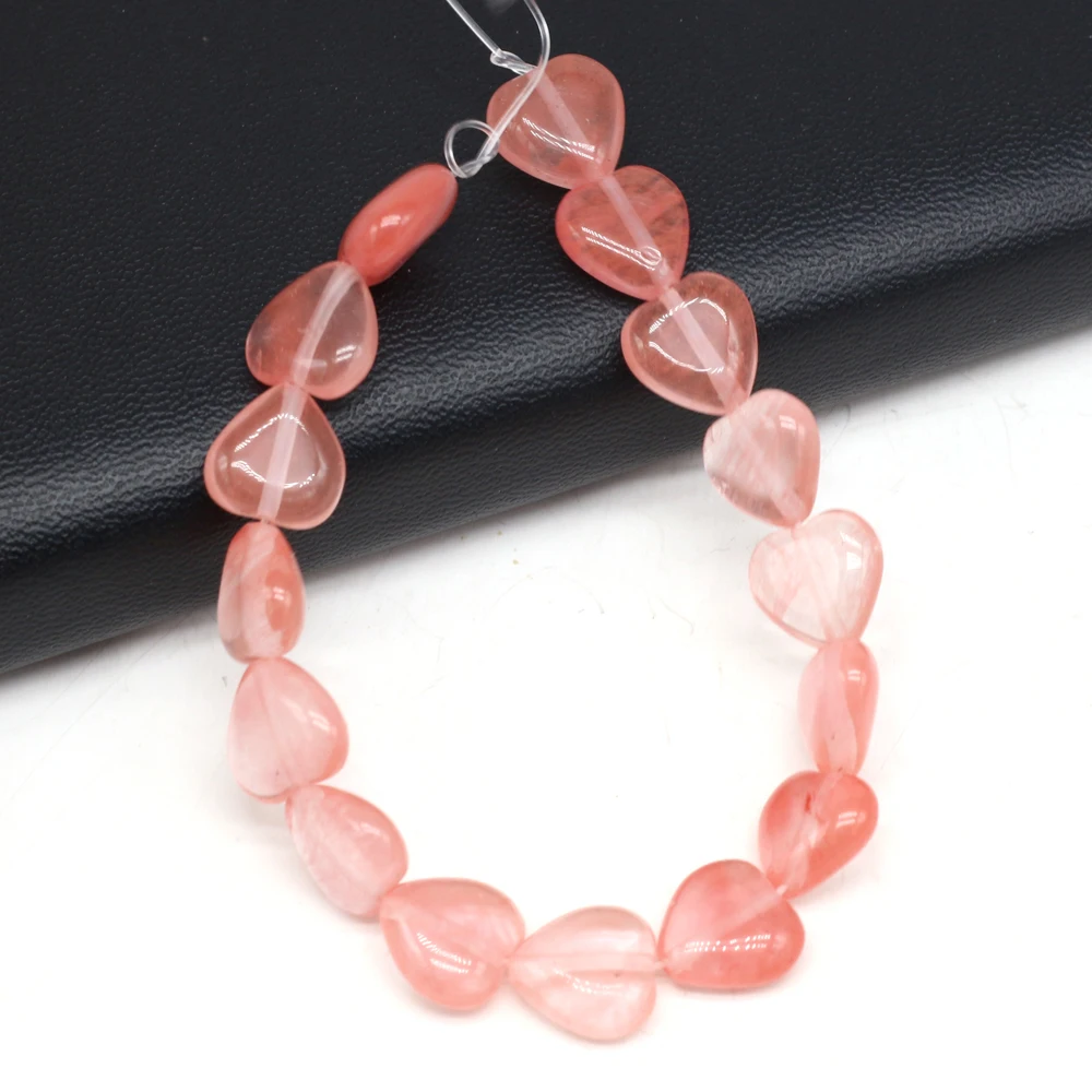 

16Pcs / Lot Small Beads Heart Strand Beading Natural Stone Watermelon Red for Jewelry Making Needlework Diy Bracelet Accessories