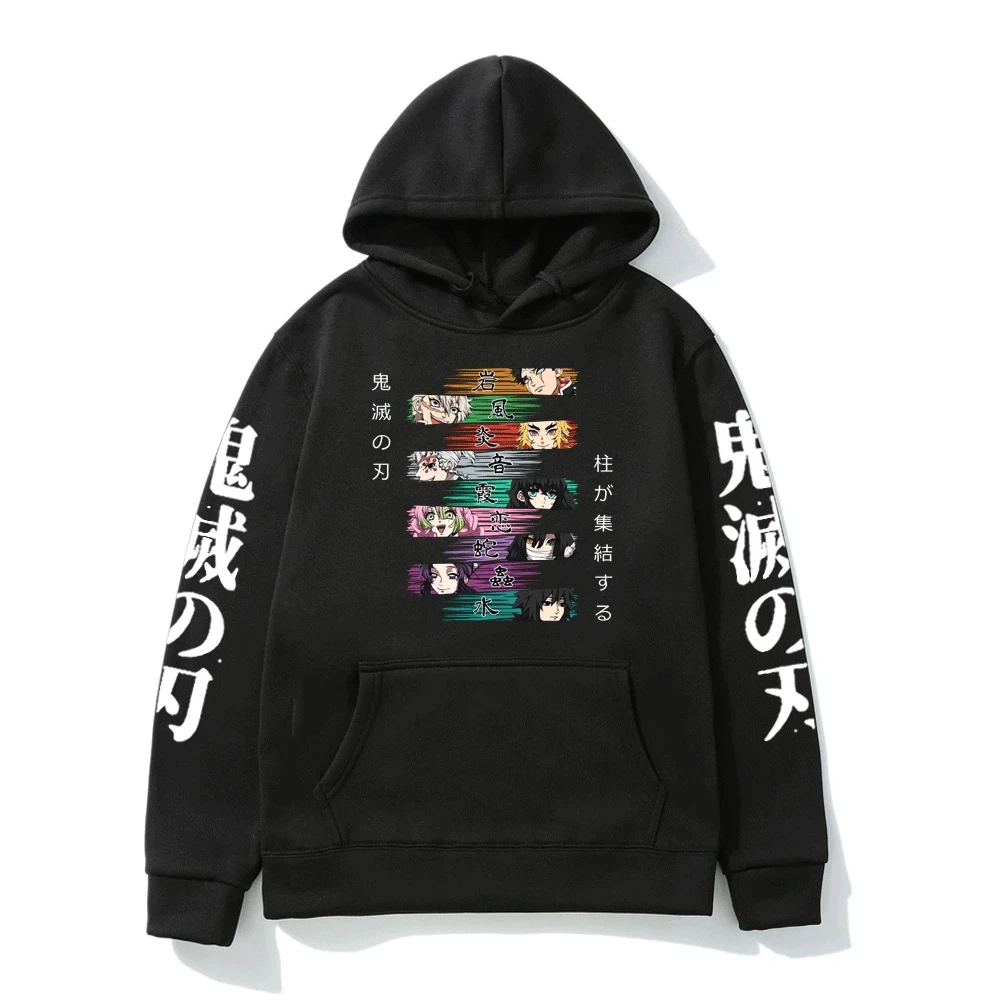 

Толстовка с капюшоном для мужчин и женщин, аниме, рассекающий демонов, свитшот от Kimetsu No Yaiba, японский колледж, тренд для подростков, худи в ст...