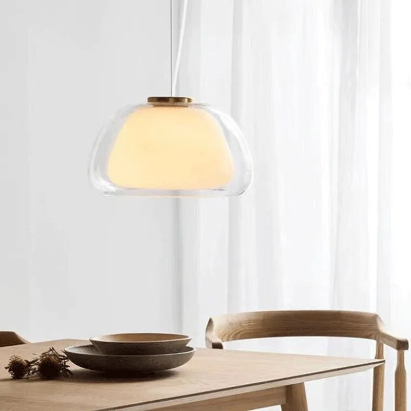 

Pendant Lamp Led Art Chandelier Light Room Decor Canteen Kitchen Island Modern Simplicity Nordic Danish Jelly Glass INS Style