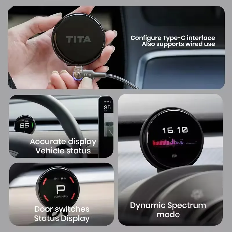 Фото Tita приборная панель HUD спидометр для модели Y Model 3 2021-2025 с беспроводным зарядным устройством, модифицированные автомобильные аксессуары Tesla №4