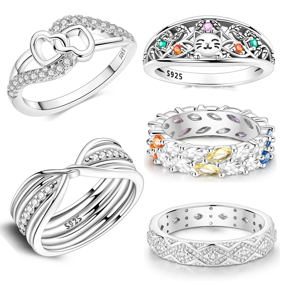 Сверкающее кольцо из стерлингового серебра 925 пробы с плотным цирконом широкое и