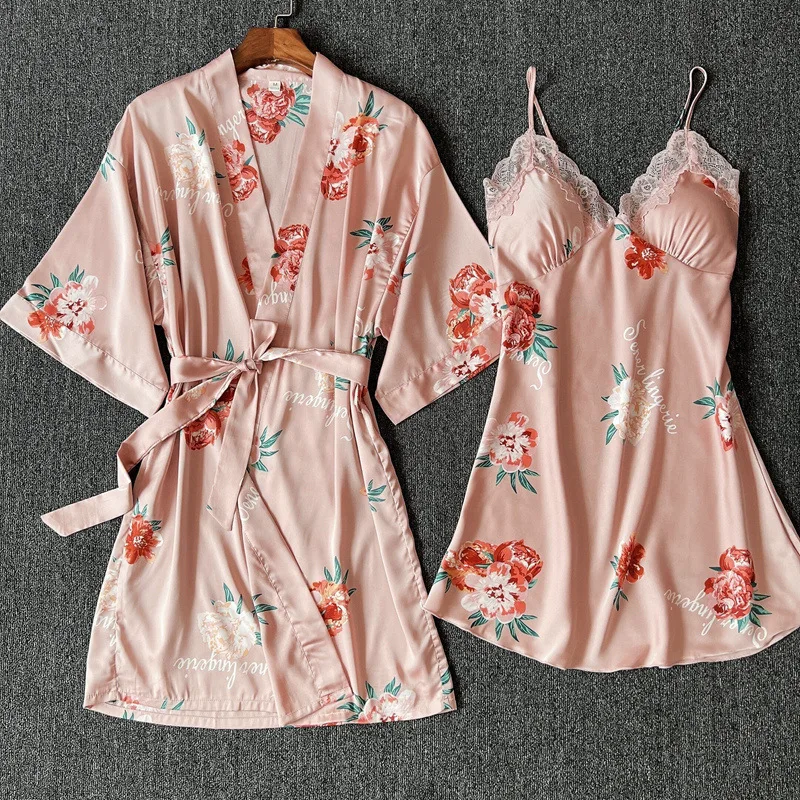 Женское цветочное кимоно с принтом халат комплекты свадебное нижнее белье для