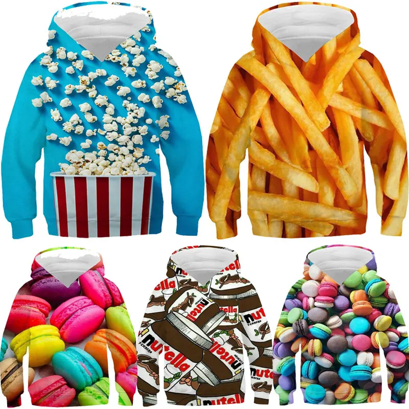 

3D Printed Fun Food Tops Candy Macarons Girls Boys Hoodie