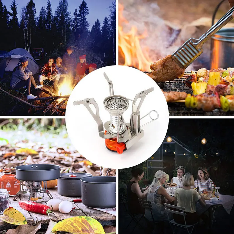 VILEAD Mini Small Camping Supplies Folding Strong Fire Gas Stove Outdoor Tourist Fire Burner Picnic Barbecue Portable Equipment
