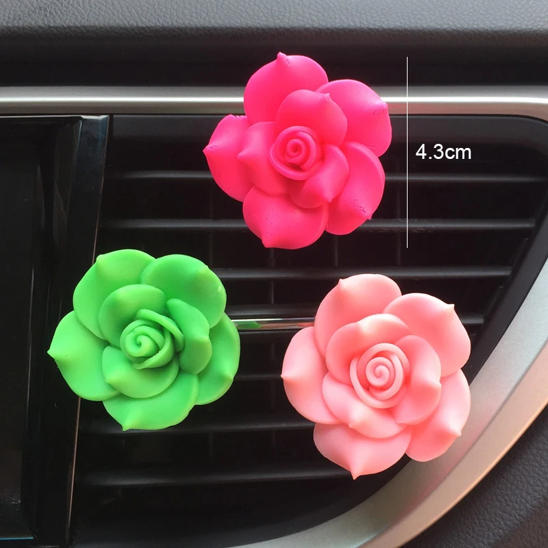 

Camellia Flower Decor Car Aroma Diffuser Flavoring In Car Air Freshener Auto Perfume Vent Clip Car Smell Car Accessory for Girls