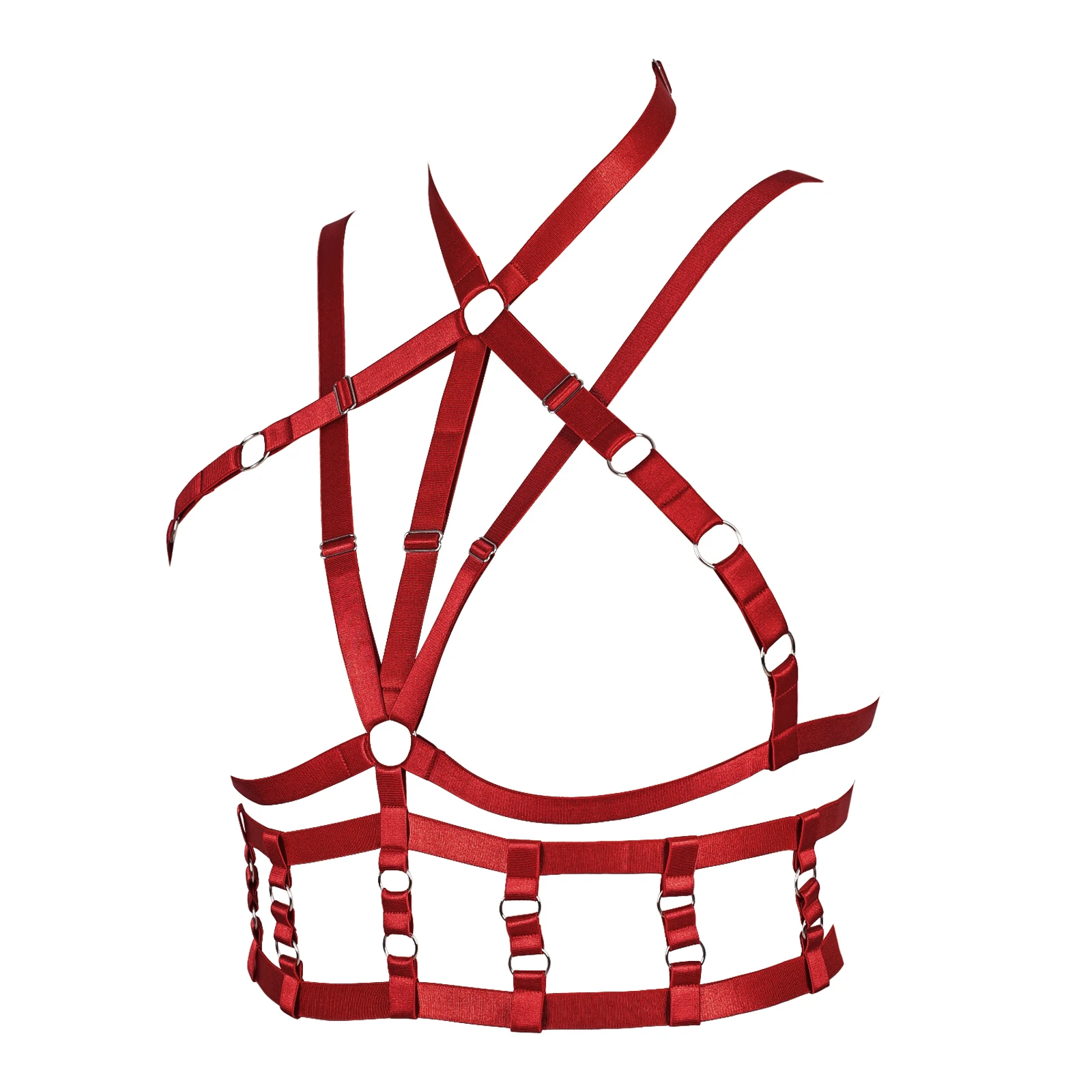 Женское винно-красное сексуальное нижнее белье в стиле 90-х годов ремни для тела