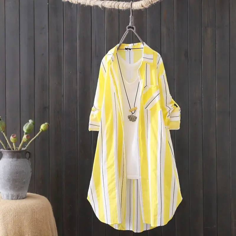 

Chiffon Shirts Spring Summer Long-Sleeve Sun Protection Clothing Women Korean Fashion Blouses Loose Long Style Blusas Tops E203
