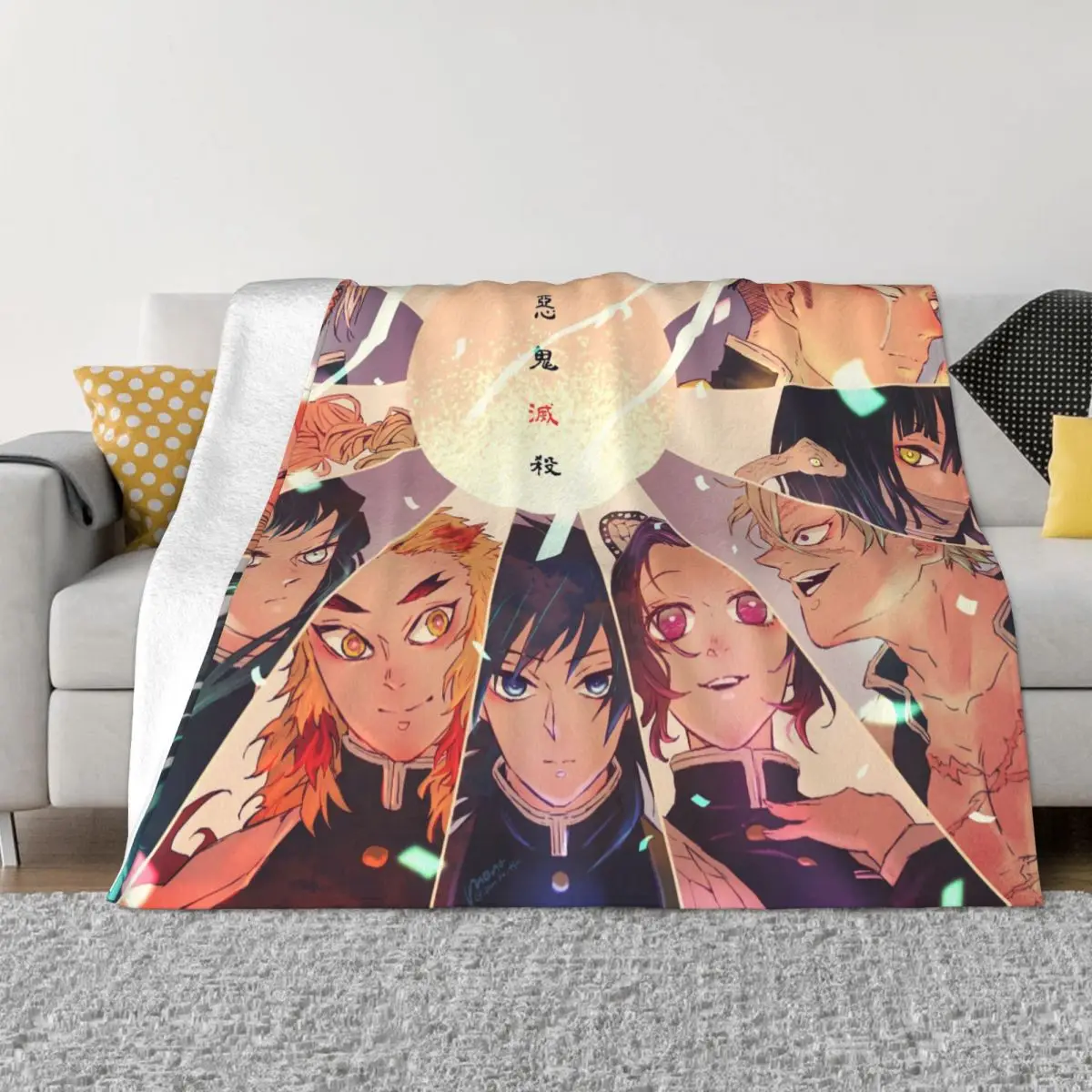 

Demon Slayer Japanese Anime Plush Blankets Kimetsu No Yaiba Funny Throw Blankets for Home Hotel Sofa Quilt