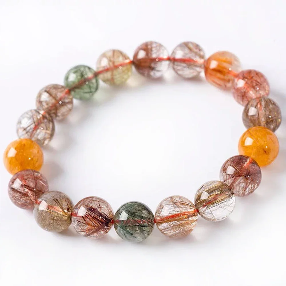 Натуральные разноцветные кристаллические кварцевые браслеты каменные бусины