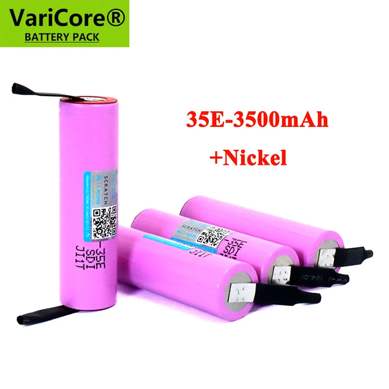 

2023 VariCore Original INR18650-35E 3.7V 3500mAh Max 13A Discharge Power Battery For Mobile power batteries+Nickel sheet