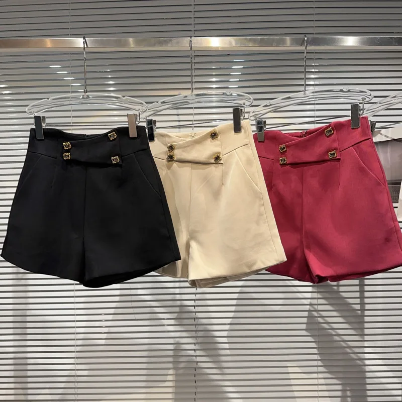 

PREPOMP 2023 Autumn Mew Arrival Metal Gemstones Waist Casual Shorts Women GL419